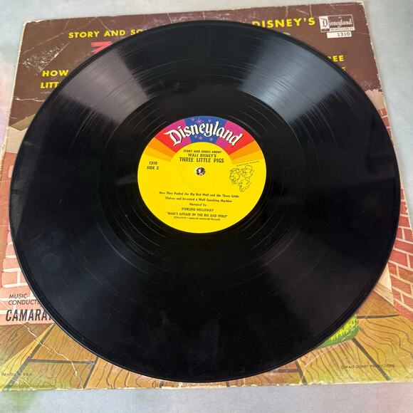 Vintage Walt Disney Three Little Pigs Stories & Songs Vinyl Record - Picture 4 of 5